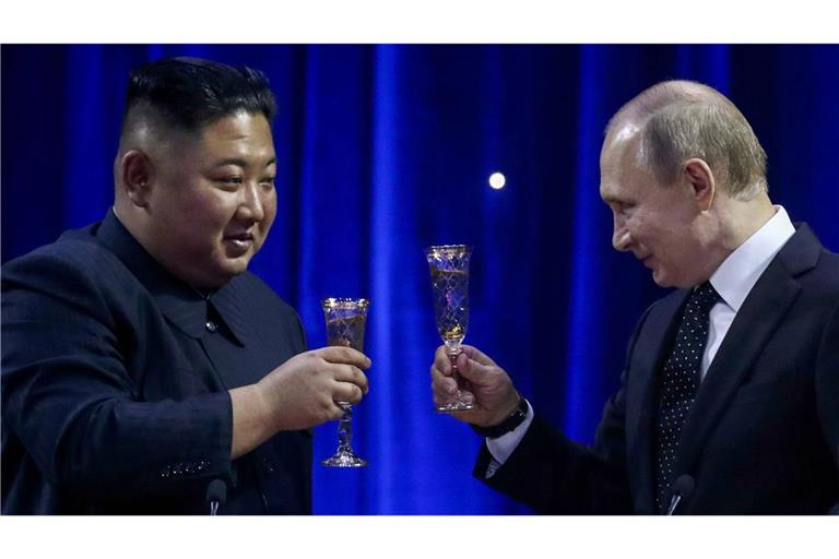 Kim Jong un und Wladimir Putin bei einem Treffen in Russland im Jahr 2019.