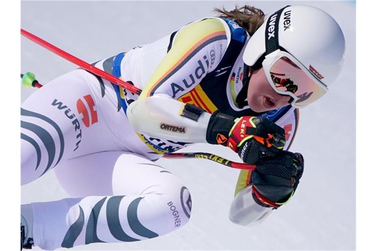 Kira Weidle verpasste beim Super-G die vorderen Plätze klar kam auf Rang 19. Foto: Michael Kappeler/dpa