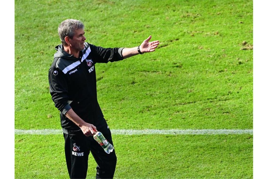 Kölns Trainer Funkel: „Überzeugt, dass wir es schaffen“ Kölns Trainer Friedhelm Funkel trifft mit seinem Team in der Relegation auf Holstein Kiel. Foto: Soeren Stache/dpa-Pool/dpa