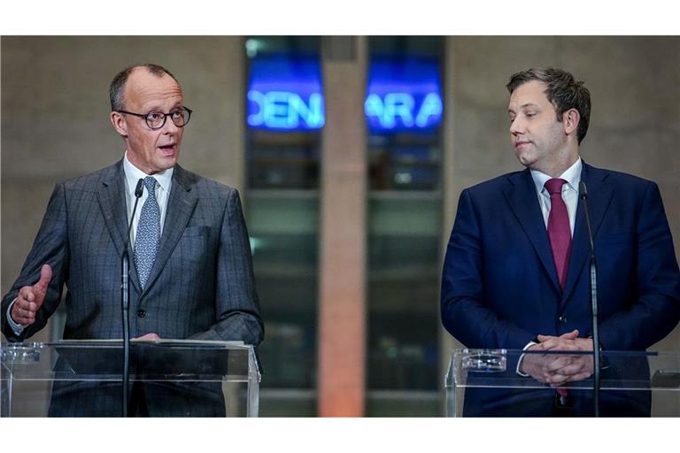 Können die Fraktionschefs von Union und SPD, Merz und Klingbeil, die Grünen noch auf ihre Seite ziehen?