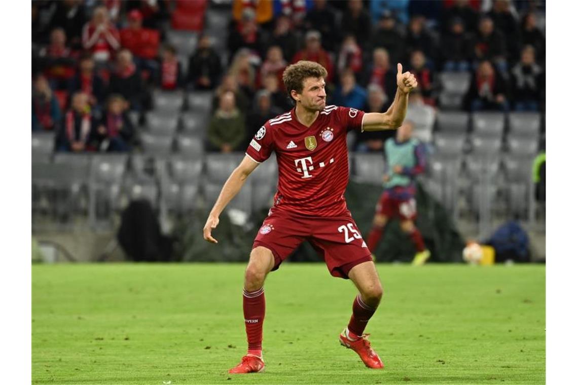 Könnte als erster deutscher Fußball-Profi 50 Tore in der Champions League erzielen: Thomas Müller. Foto: Sven Hoppe/dpa