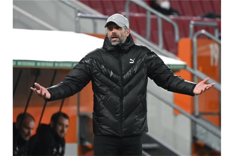 Konnte dank entsprechender Vertragsklausel Gladbach Richtung BVB verlassen: Trainer Marco Rose. Foto: Matthias Balk/dpa