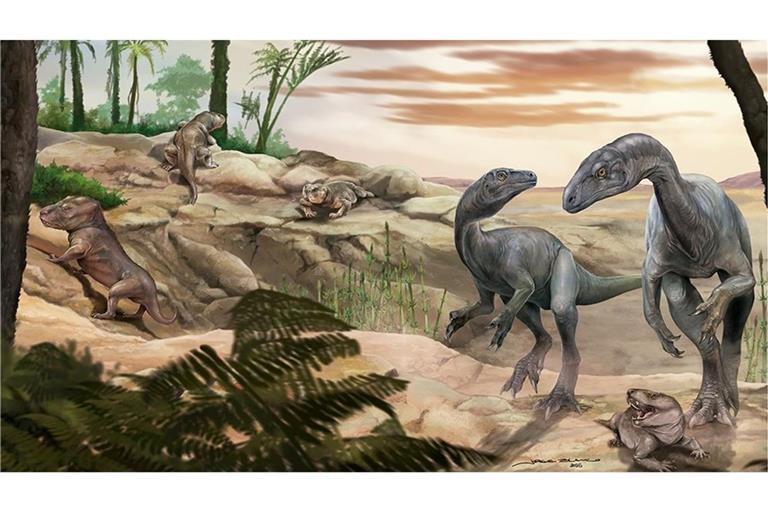 Künstlerische Darstellung des Dinosauriers Huayracursor jaguensis.