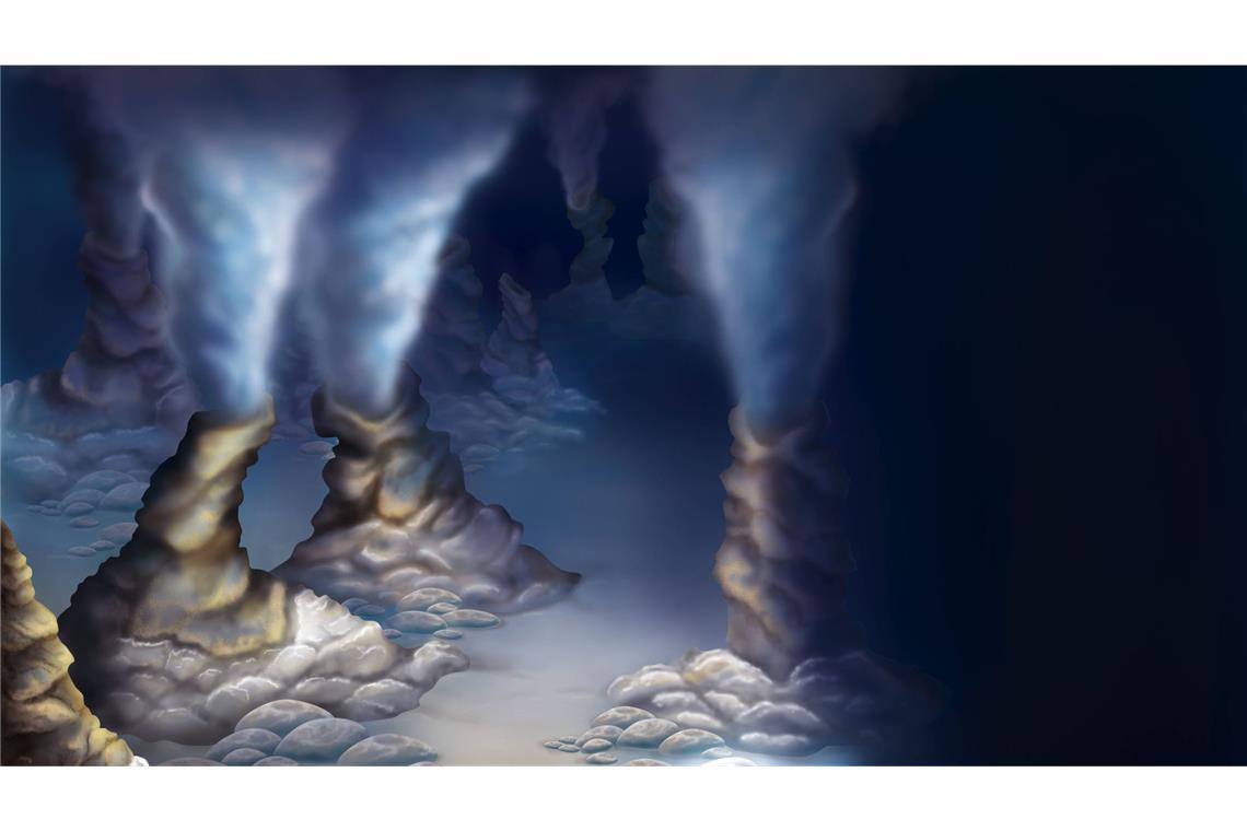 Künstlerische Darstellung von Hydrothemalquellen in der Tiefsee (Symbolfoto).
