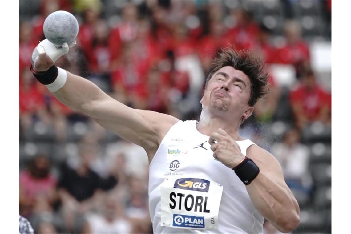 Mihambo gelingt Riesensprung - Glanz durch Klosterhalfen Kugelstoßer David Storl kam bei den deutschen Freiluft-Meisterschaften nur zu einem dritten Platz. Foto: Michael Kappeler