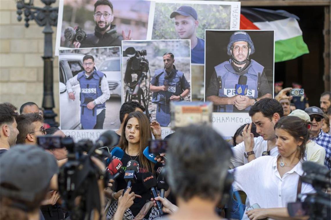 Kundgebung gegen die Tötung von Journalisten in Gaza. (Archivbild)