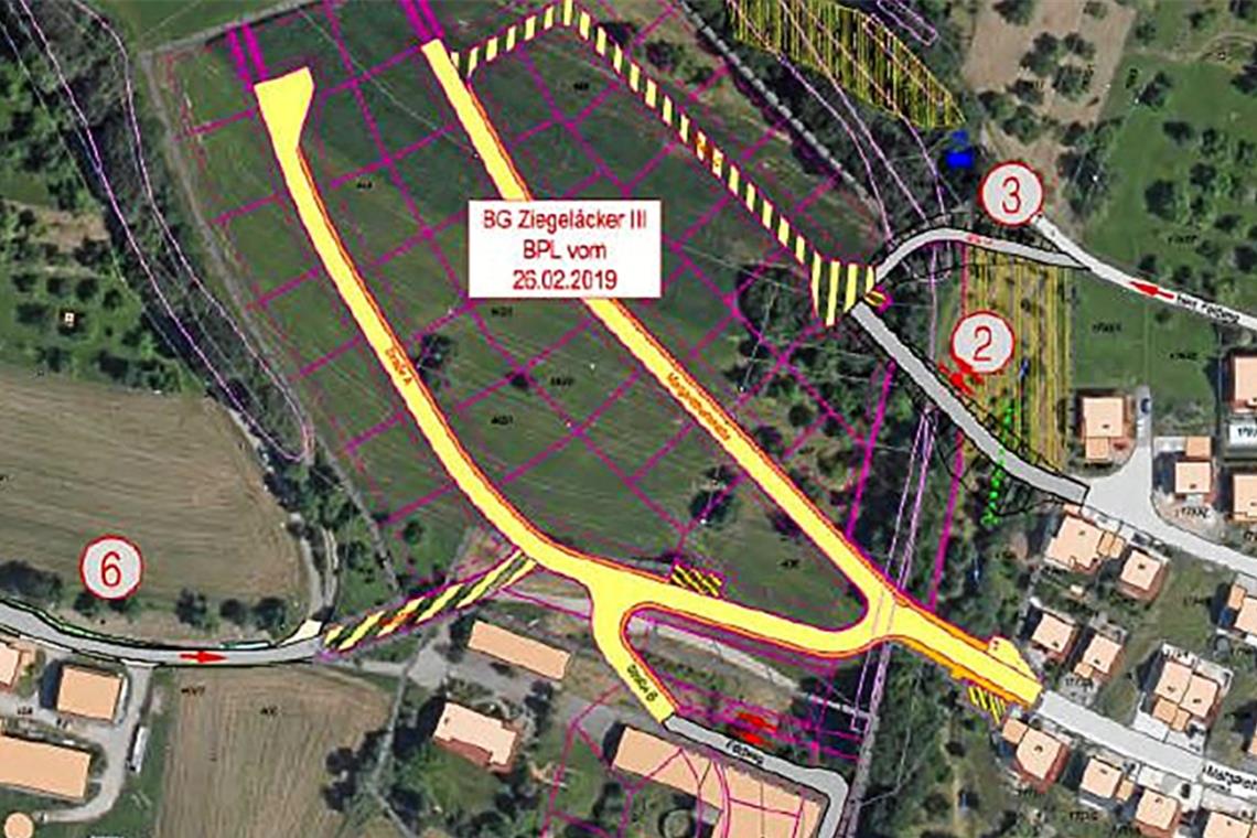 Kritik an der schleppenden Umsetzung von Projekten in Sulzbach an der Murr Lageplan des Neubaugebietes Ziegeläcker III. Foto: Gemeinde