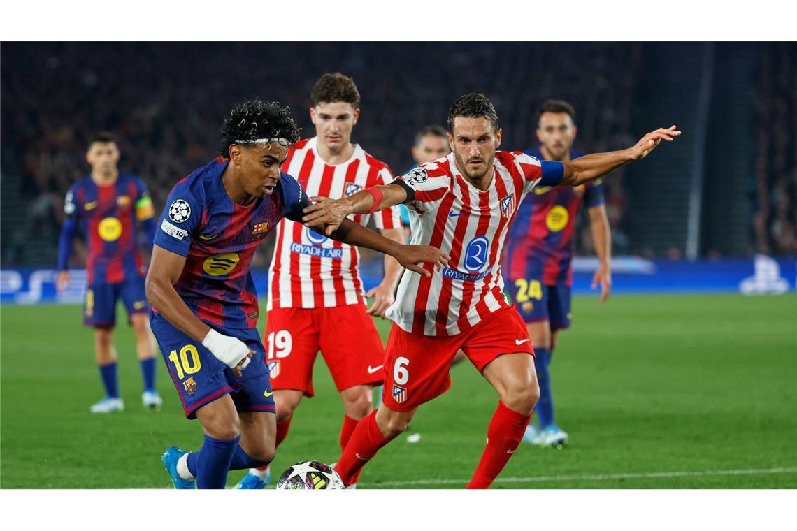 Lamine Yamal (links) und der FC Barcelona lieferten sich ein hitziges Duell mit Atlético Madrid.