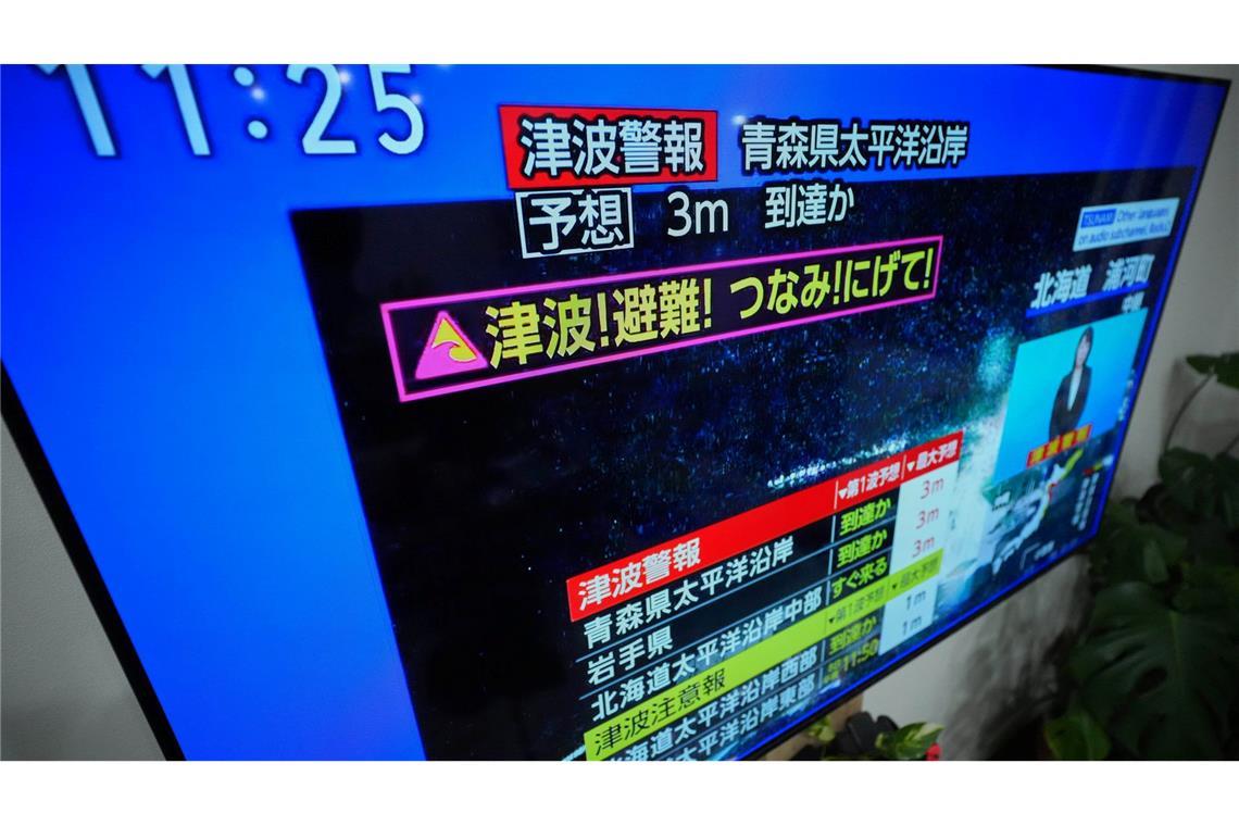 Landesweit wurde die Tsunami-Warnung per Fernsehen verbreitet.
