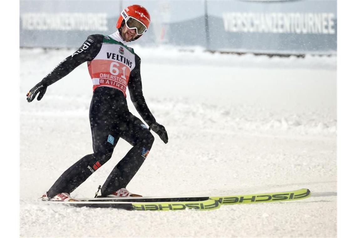 Landete in der Qualifikation nur auf Rang 25: Markus Eisenbichler. Foto: Daniel Karmann/dpa