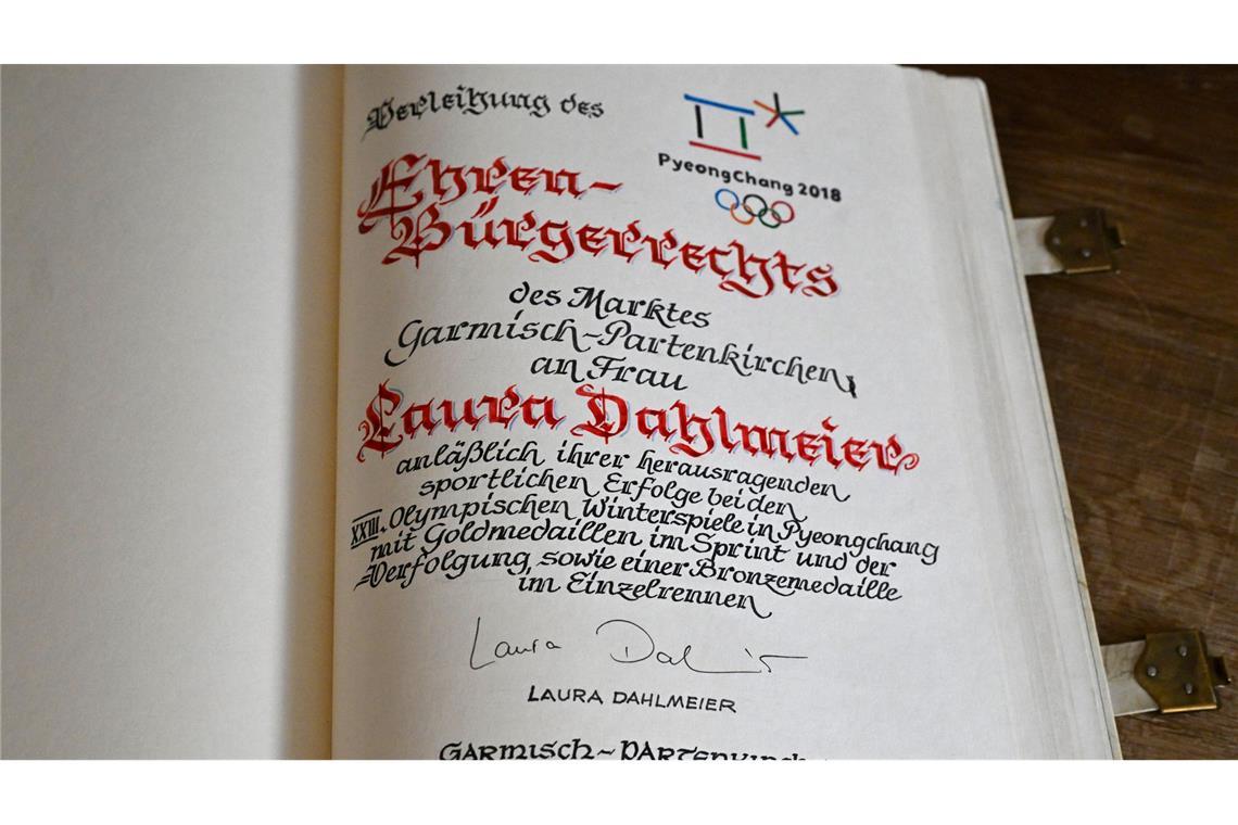 Laura Dahlmeier war Ehrenbürgerin  der Gemeinde Garmisch-Partenkirchen.