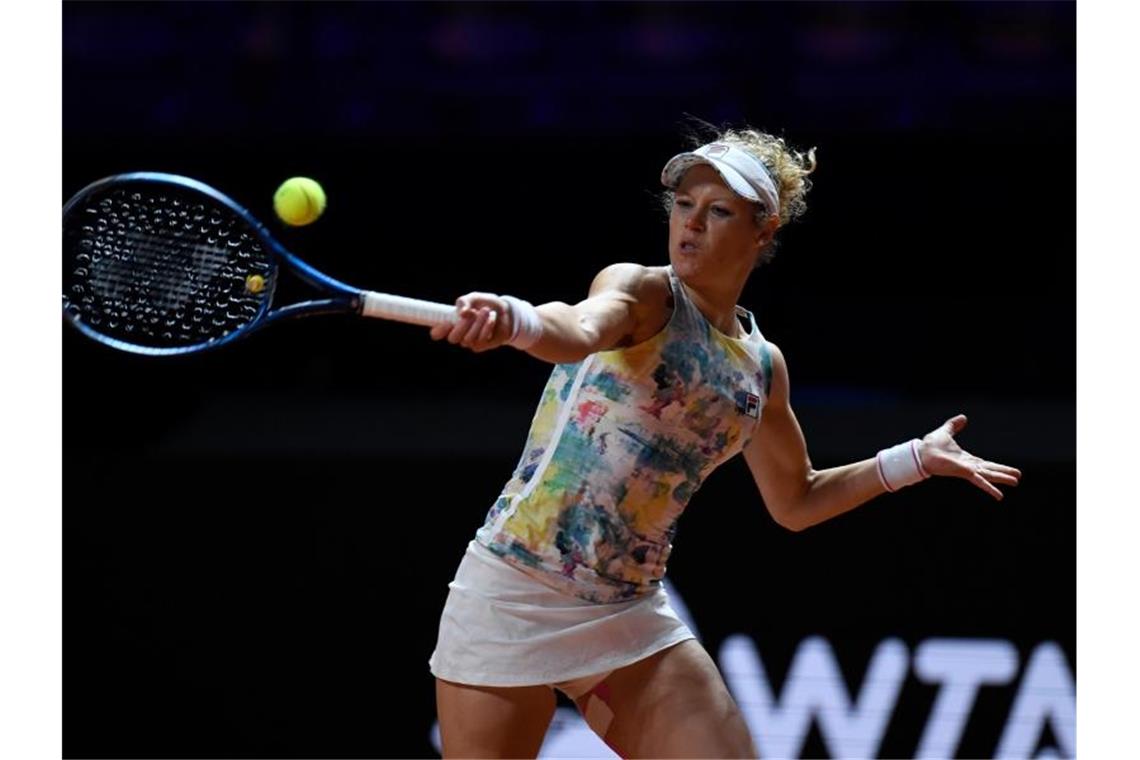 Laura Siegemund bei Tennisturnier in Stuttgart gescheitert Laura Siegemund im Spiel. Foto: Thomas Kienzle/AFP/Pool/dpa
