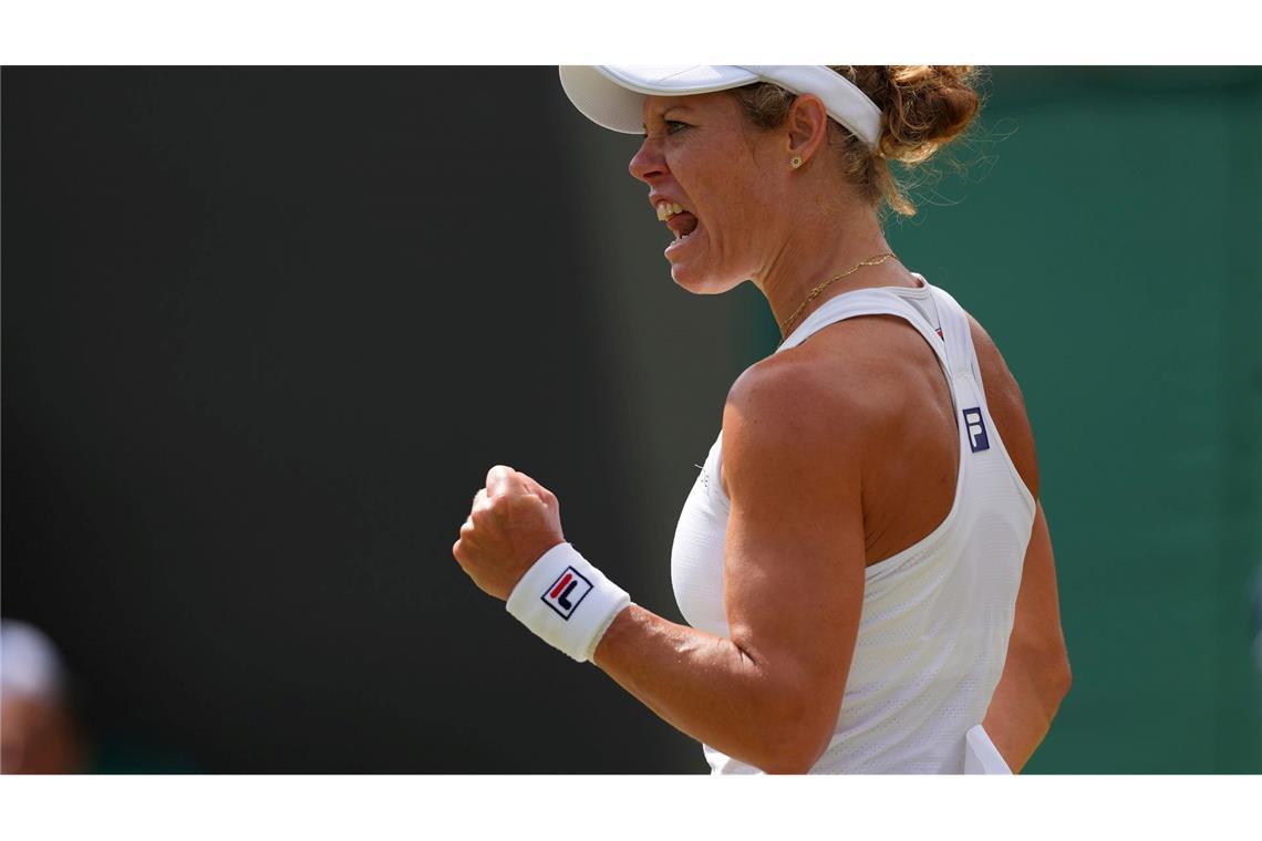 Siegemund setzt Wimbledon-Märchen fort - Topfavoritin wartet Laura Siegemund schreit ihre Freude hinaus.