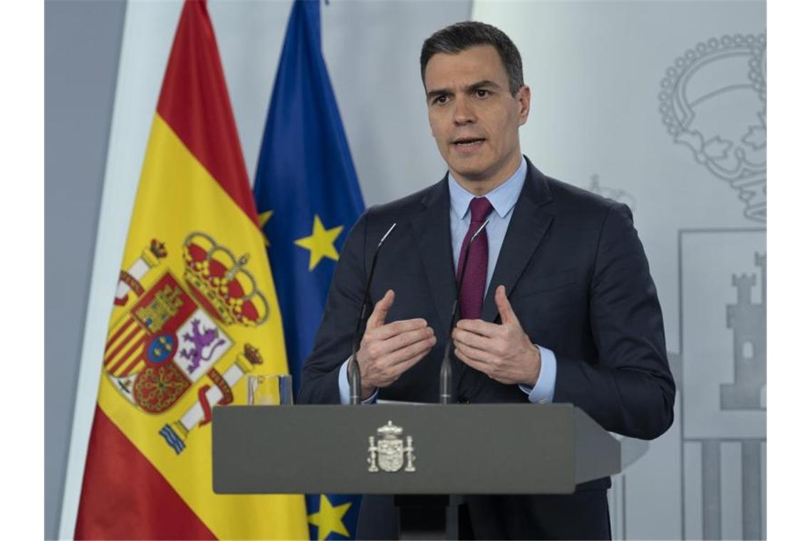 Spanien macht Vier-Phasen-Plan für Pandemie Laut Ministerpräsident Pedro Sánchez soll jede Phase zwei Wochen dauern. Foto: Borja Puig De La Bellacasa/Psoe/dpa