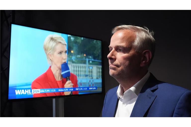 Leif-Erik Holm (AfD) führt bei der Landtagswahl in Mecklenburg-Vorpommern vor Manuela Schwesig (SPD).
