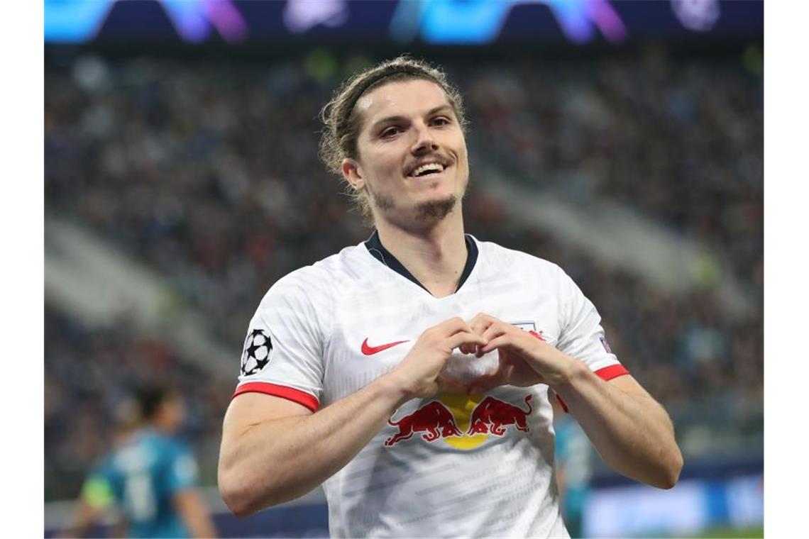 RB Leipzig dicht vor Achtelfinal-Einzug - ein Punkt noch Leipzigs Marcel Sabitzer jubelt nach seinem Treffer zum 2:0 bei Zenit. Foto: Jan Woitas/dpa