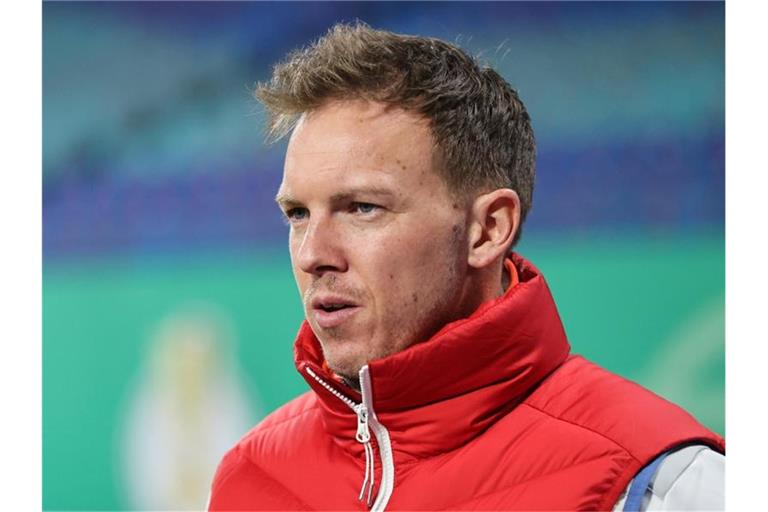 Leipzigs Trainer Julian Nagelsmann stellt klar, wenn man in Bielefeld nicht gewinne, „gibt es gegen Bayern keinen großen Showdown“. Foto: Jan Woitas/dpa-Zentralbild/dpa