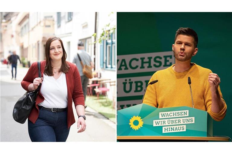 Lena Schwelling (links) und Pascal Haggenmüller, die Vorsitzenden der Grünen in Baden-Württemberg, distanzieren sich von dem Ton des Vorsitzenden der Grünen Jugend.