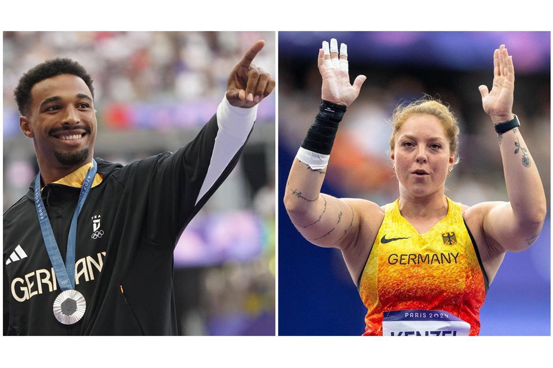 Talk mit Leo Neugebauer und Alina Kenzel – Olympia-Stars hautnah erleben Leo Neugebauer (li.) holte bei den Olympischen Spielen von Paris Silber im Zehnkampf. Alina Kenzel wurde in der französischen Hauptstadt Neunte im Kugelstoßen. Am 27. Dezember sind beide Sportler beim Talk unserer Redaktion zu Gast.