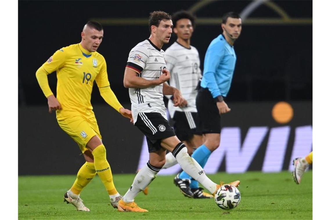 Löw-Elf dank Werner auf Kurs: Sieg gegen die Ukraine Leon Goretzka (M.) zog im deutschen Mittelfeld die Fäden. Foto: Robert Michael/dpa-Zentralbild/dpa