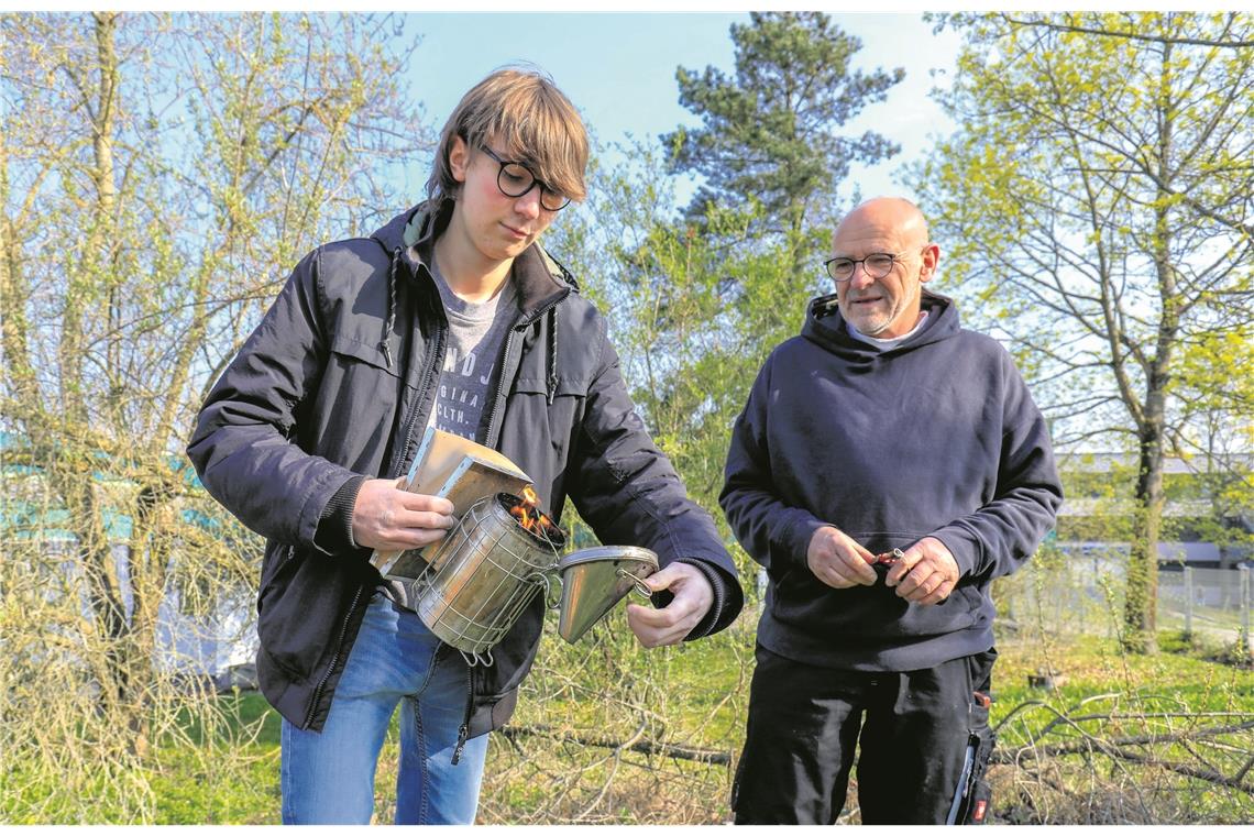Auf dem Schulgelände summt es Leon Wallenwein und sein Vater betreiben gemeinsam eine Imkerei in Oberbrüden.