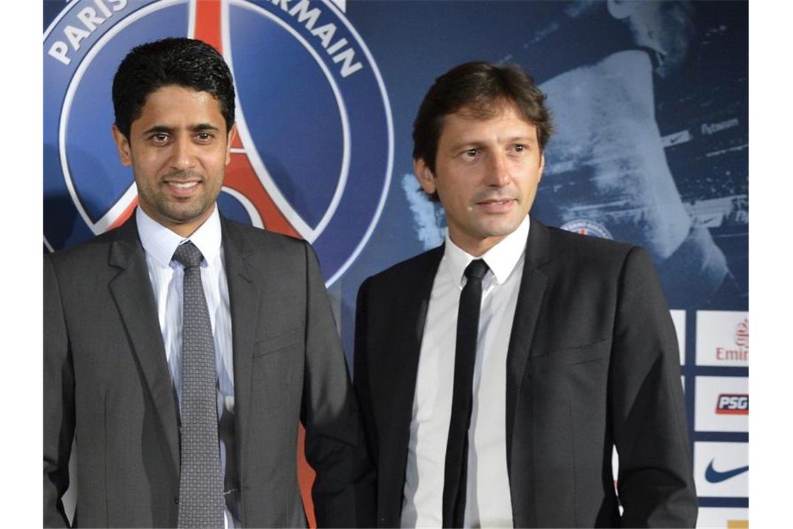 Leonardo (r) war schon einmal in Diensten von PSG-Präsident Nasser Al-Khelaifi. Foto: Stephane Reix/epa