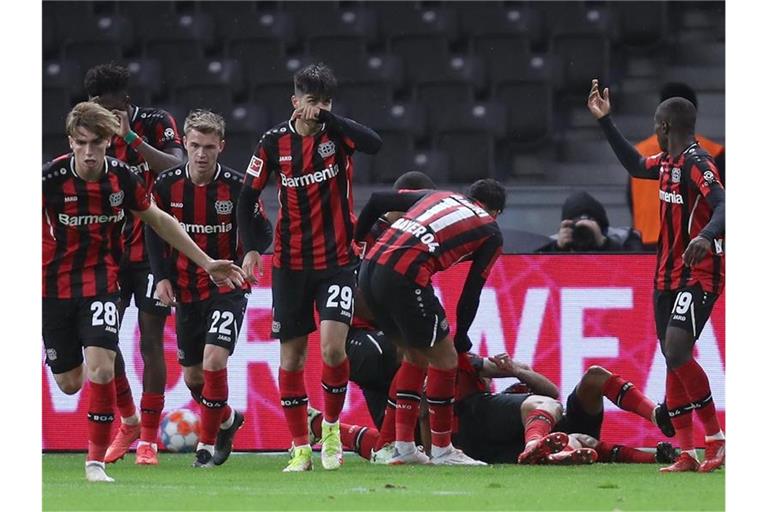 Leverkusen kam im Auswärtsspiel bei der Hertha zum späten Ausgleich. Foto: Andreas Gora/dpa