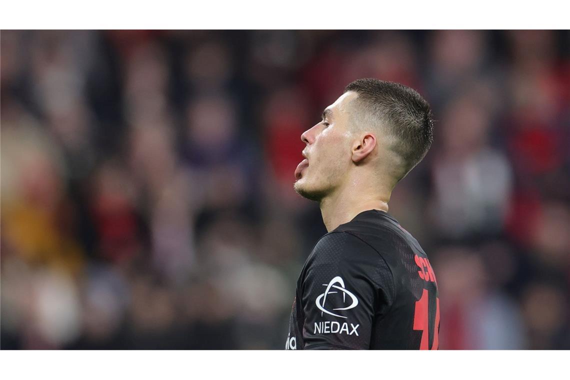 Leverkusens Patrik Schick in der Partie gegen Olympiakos Piräus.