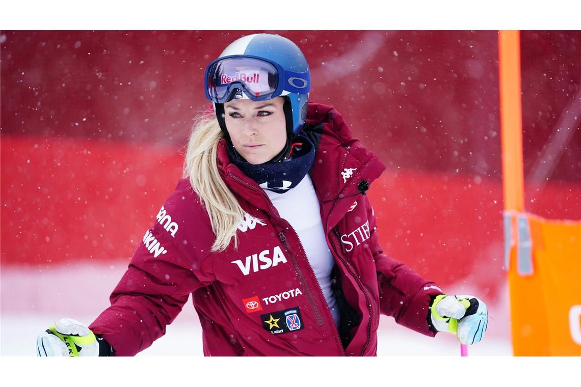 Lindsey Vonn bei der Besichtigung der Abfahrt in Crans-Montana am Freitag.