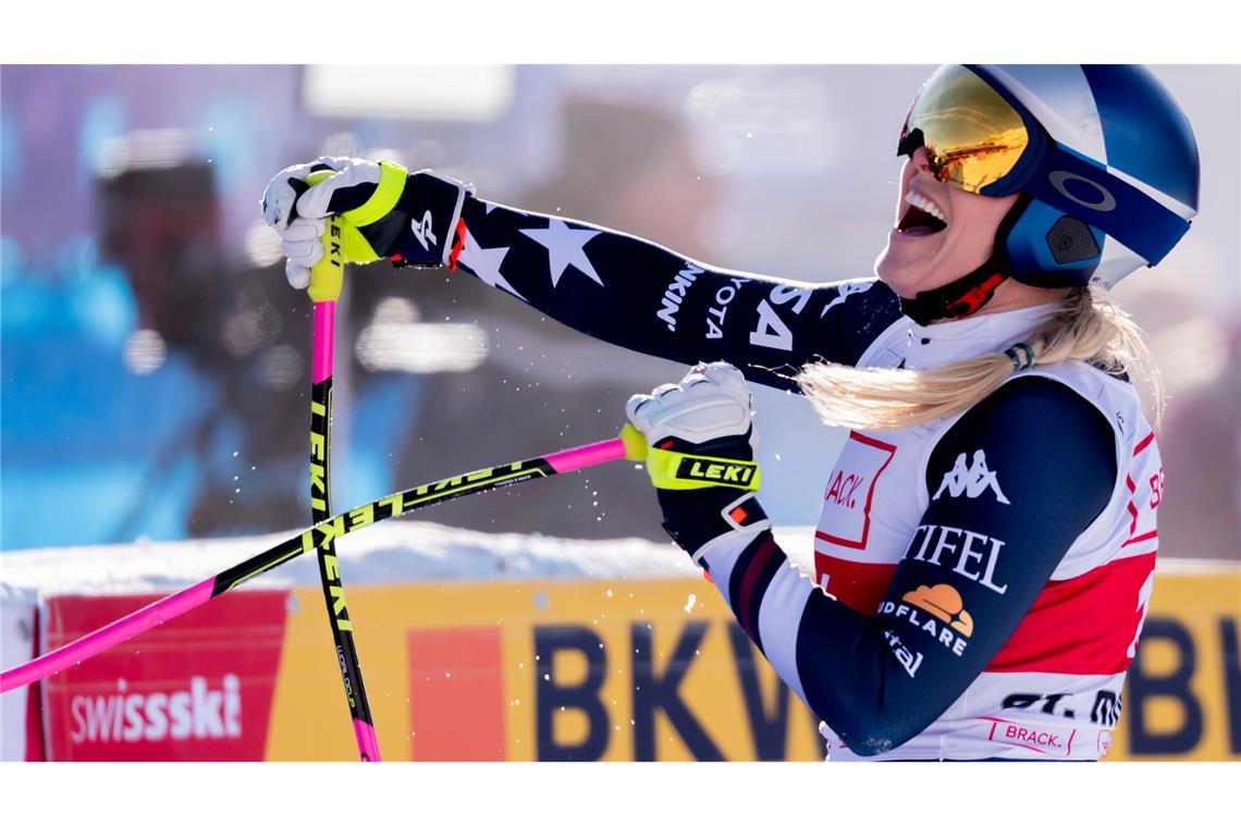 Lindsey Vonn jubelt nach ihrem famosen Sieg in St. Moritz.