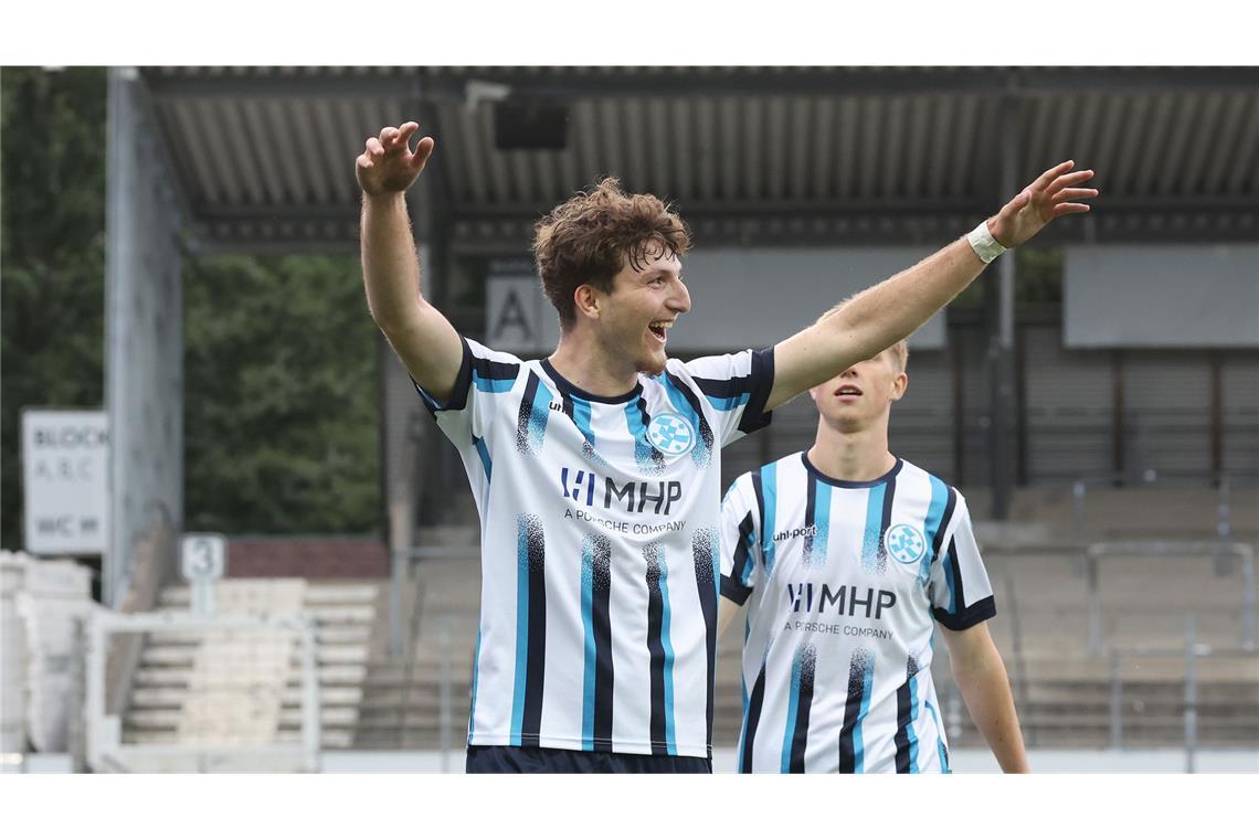 Youngster retten Unentschieden im Jubiläumsspiel Lirjon Abdullahu machte in der zweiten Halbzeit das 1:1 für die Stuttgarter Kickers.