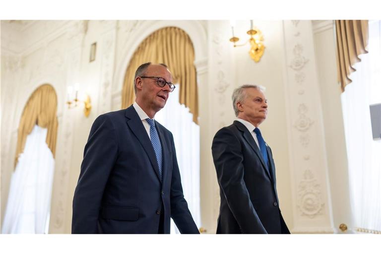 Litauens Präsident Nauseda nannte Merz' Kommen ein "kraftvolles Zeichen".