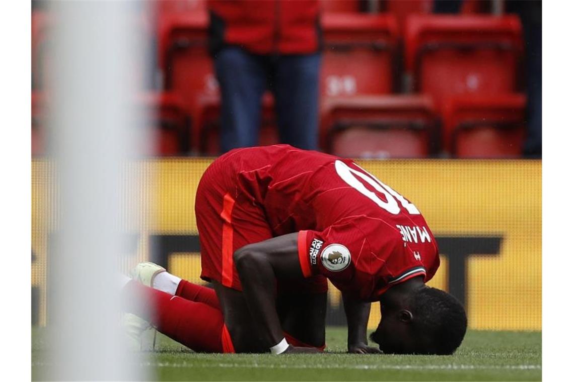 Liverpools Sadio Mane feiert nach seinem Tor zum 1:0. Foto: Phil Noble/Pool Reuters/AP/dpa
