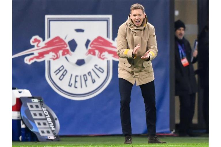 Lockt die Bundesliga-Tabellenführung: RB-Coach Julian Nagelsmann. Foto: Robert Michael/dpa-Zentralbild/dpa