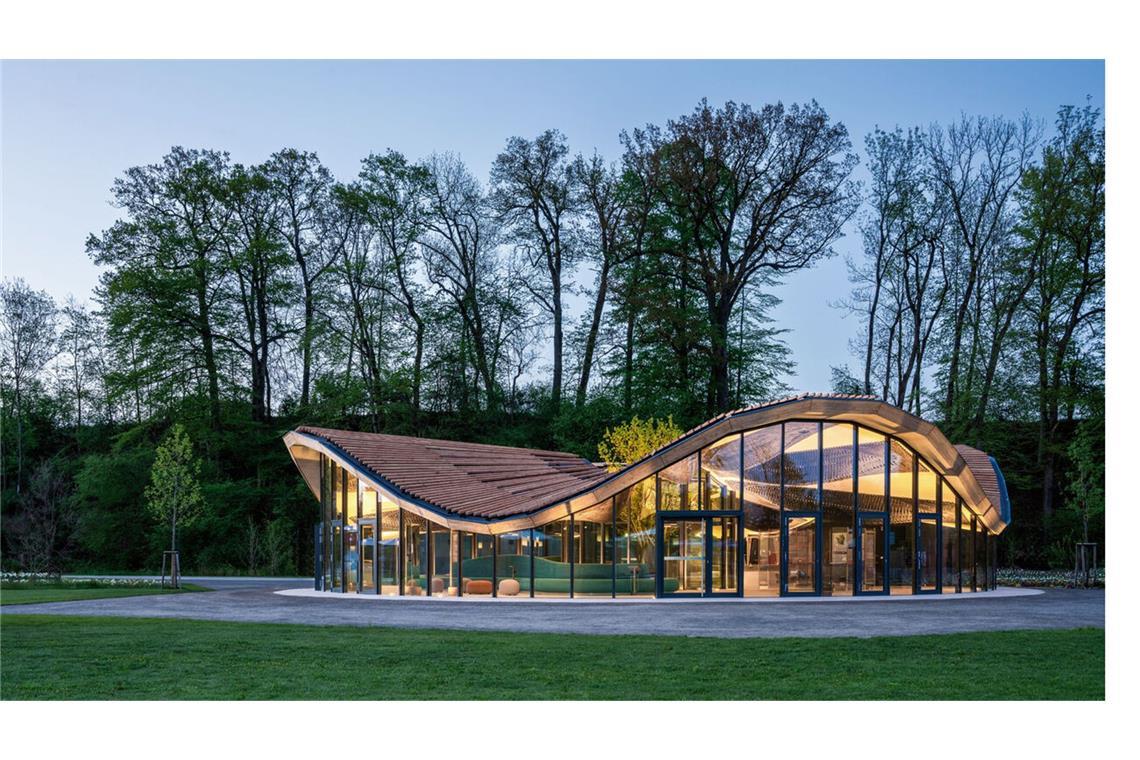 Longlist-Kandidat: Der Hybrid-Flachs Pavillon in Wangen im Allgäu, entwickelt und entworfen von Mitarbeitenden ICD, ITKE, Extzellenzcluster IntCDC.