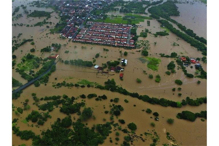 Luftaufnahme der Überschwemmungen im brasilianischen Bundesstaat Bahia. Foto: Manuella Luana/AP/dpa