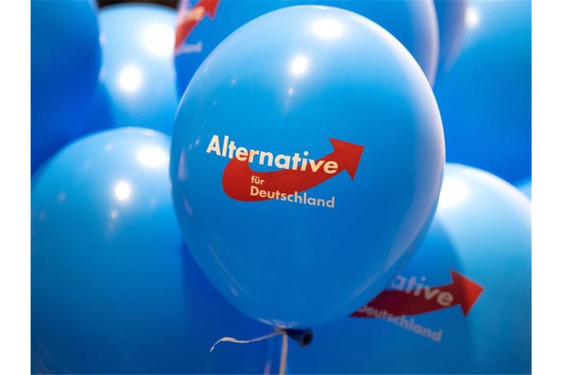 Luftballons mit dem Logo der AfD sind bei einem Parteitag zu sehen. Foto: Monika Skolimowska/dpa-Zentralbild/dpa/Symbolbild