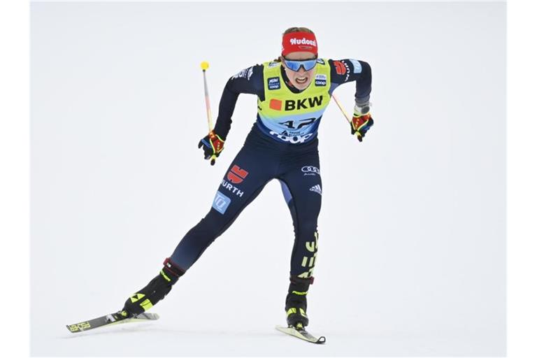 Macht sich Hoffnungen auf einen Top 10-Platz: Langläuferin Katharina Hennig. Foto: Gian Ehrenzeller/KEYSTONE/dpa/Archivbild