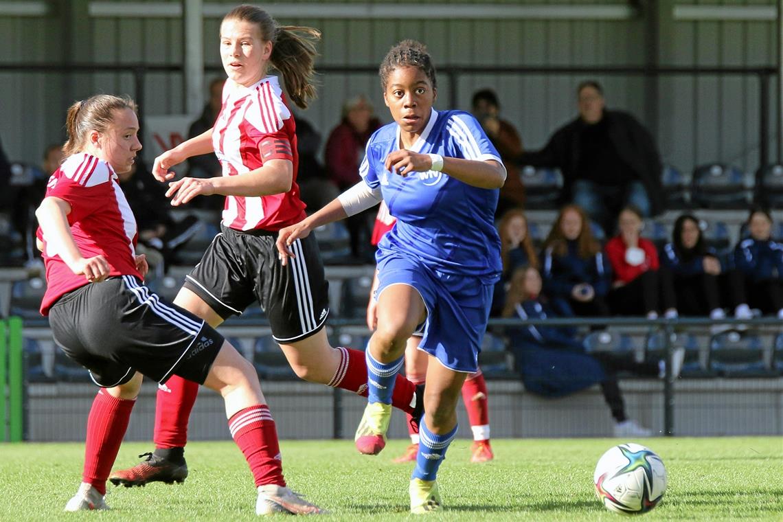 Machte beim Sieg des WFV im U-16-Länderpokal noch einmal nachdrücklich auf sich aufmerksam: Franzisca Mbuyi, die bis zur D-Jugend für die TSG Backnang am Ball war. Fotos: WFV/Tobias Sellmaier