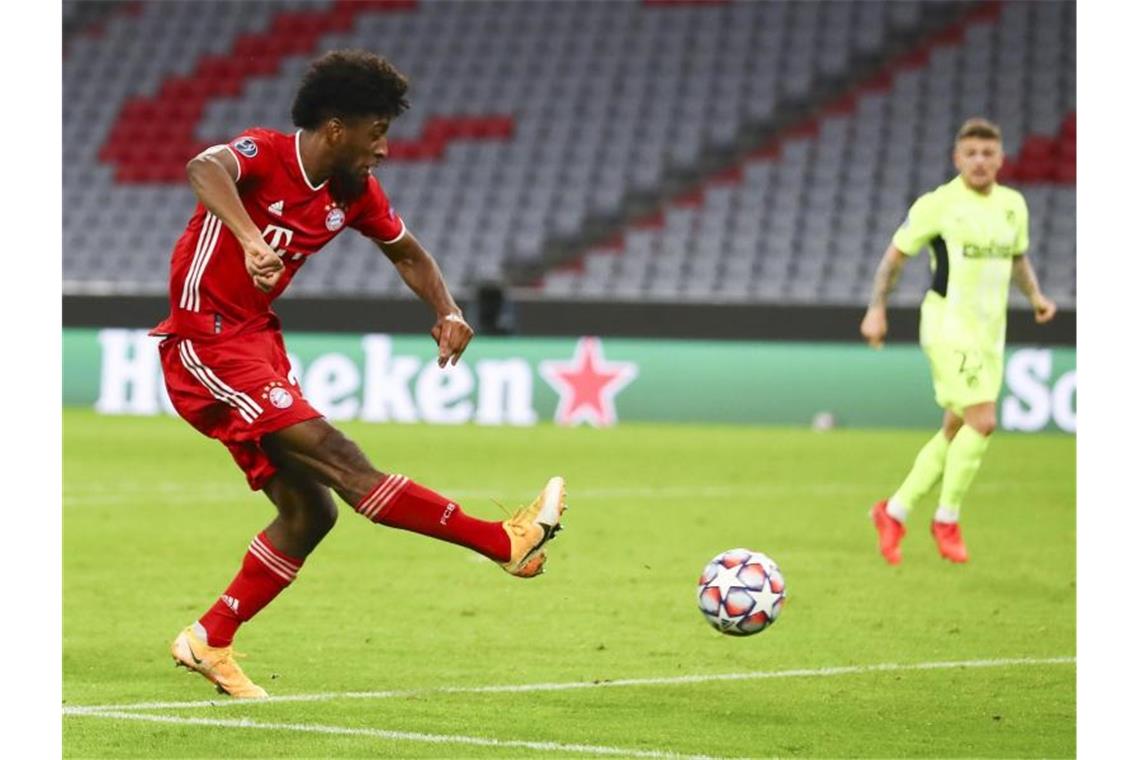 Nach Gnabry-Schreck: Perfekter Bayern-Start gegen Atlético Machte den Anfang und setzte den Schlusspunkt: Kingsley Coman. Foto: Matthias Schrader/Pool AP/dpa