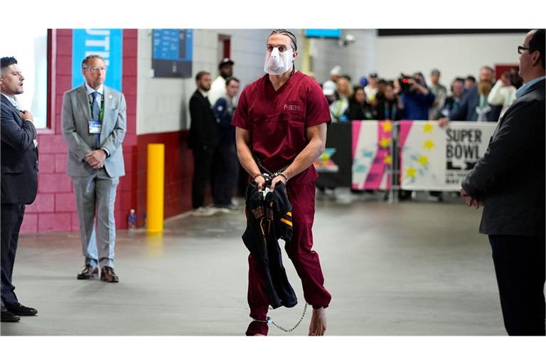 Mack Hollins vor dem Super Bowl 60. in Santa Clara.