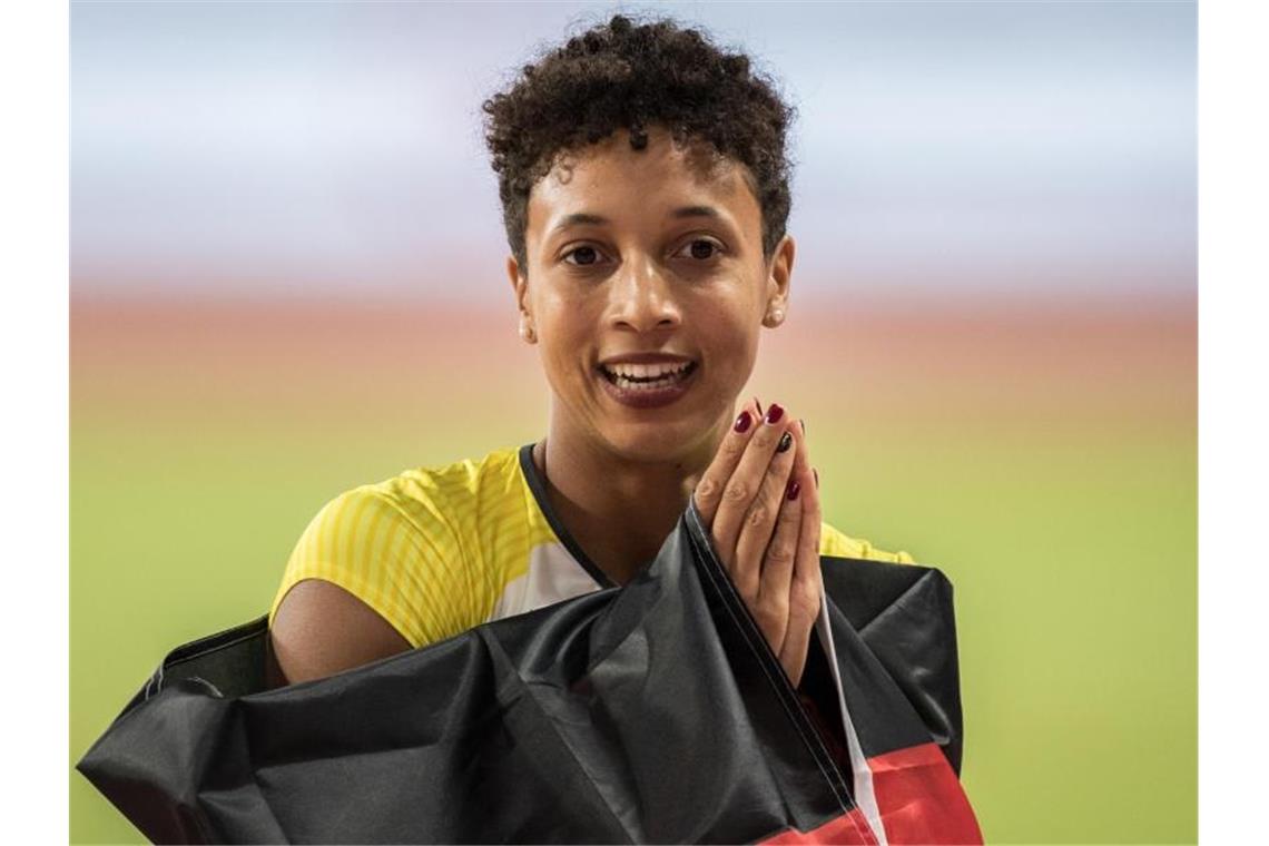 Malaika Mihambo sorgte für die zweite deutsche Goldmedaille bei den Titelkämpfen in Doha. Foto: Oliver Weiken/dpa