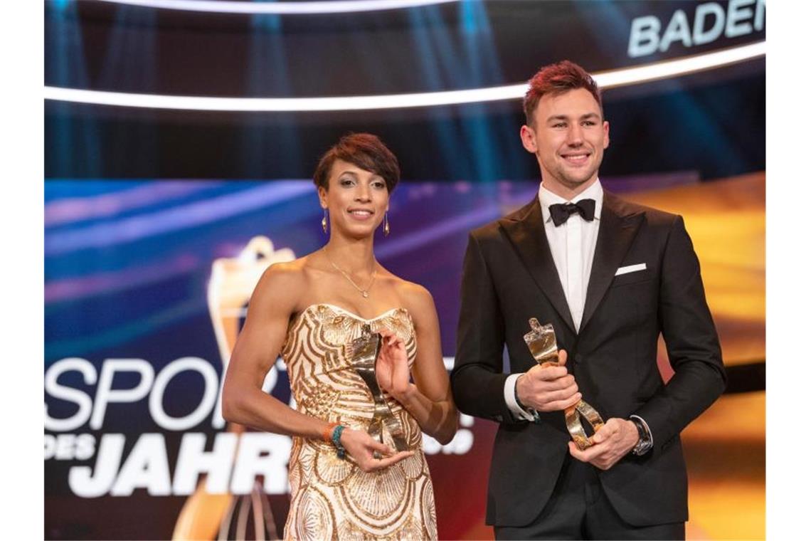 Malaika Mihambo und Niklas Kaul bei der Gala „Sportler des Jahres“. Foto: Patrick Seeger/dpa