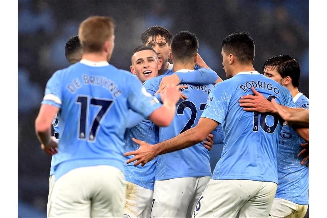 Man City gewinnt gegen Brighton und verkürzt Rückstand Manchester City gewann gegen Brighton. Foto: Laurence Griffiths/PA Wire/dpa