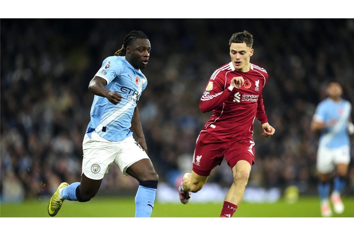 Mann des Spiels war Jeremy Doku (l), der auch das 3:0 für Man City erzielte.