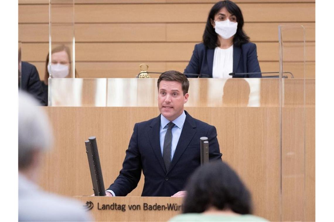 CDU hätte gerne Kandidatin für Präsidentenwahl gesehen Manuel Hagel, CDU-Fraktionsvorsitzender im Landtag von Baden-Württemberg, spricht. Foto: Bernd Weißbrod/dpa