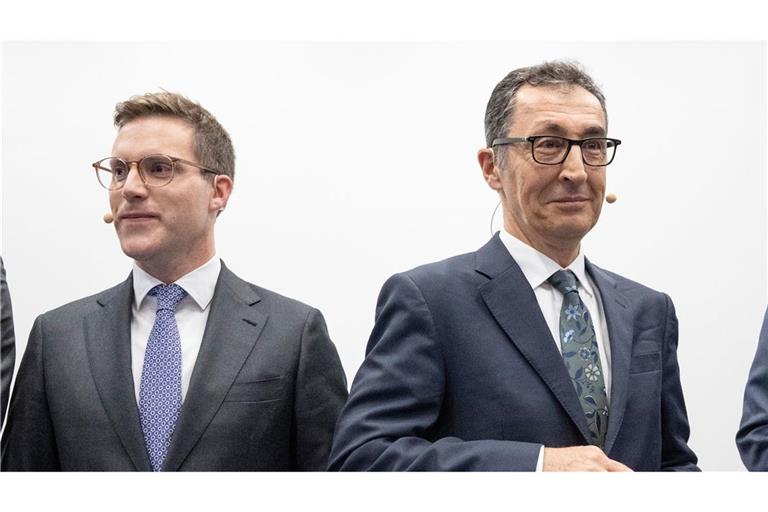 Manuel Hagel (CDU) und Cem Özdemir (Grüne, von links) wollen am Sonntag Ministerpräsident werden.