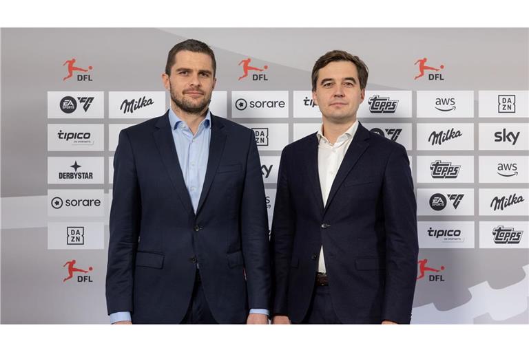 Marc Lenz (l.) und Steffen Merkel: Rekordzahlen beim Wirtschaftsreport der DFL.