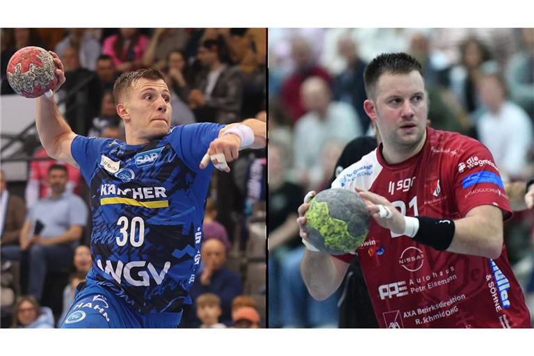 Marco Megnon (linkes Bild) ist Handball-Profi in Diensten des TV Stuttgart und war jüngst zu Besuch in Oeffingen. Axel Steffens vom TVOe spielte noch in der vergangenen Saison für den nächsten Gegner TV Plochingen&nbsp;– jetzt kommt es zum Wiedersehen.