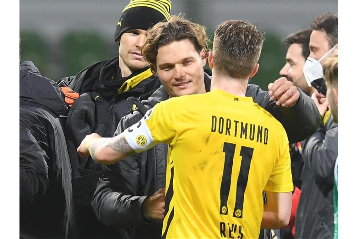 Marco Reus sorgte mit seinem Tor für ein gelungenes Debüt von Edin Terzic als BVB-Coach. Foto: Carmen Jaspersen/dpa